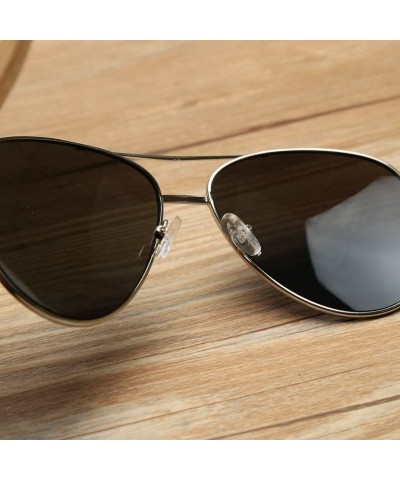 Aviator Unisex Wooden Bamboo Aviator Sunglasses Classic Retro Designer Uv400 60mm - Black/Black - CV12EMXXGGR $13.39