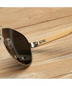 Aviator Unisex Wooden Bamboo Aviator Sunglasses Classic Retro Designer Uv400 60mm - Black/Black - CV12EMXXGGR $13.39