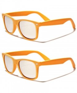 Wayfarer Unisex 80's Retro Classic Trendy Stylish Sunglasses for Men Women - Stm - Mirror Lens Orange - 2pack - CM195GILXKT $...