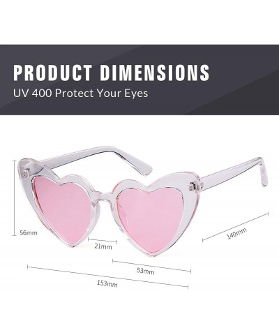 Oversized Clout Goggle Heart Sunglasses Vintage Cat Eye Mod Style Retro Kurt Cobain Glasses - Transpared Pink - CT18ER0IW0E $...