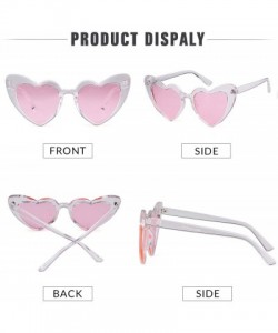 Oversized Clout Goggle Heart Sunglasses Vintage Cat Eye Mod Style Retro Kurt Cobain Glasses - Transpared Pink - CT18ER0IW0E $...