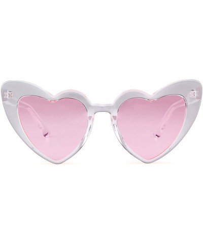 Oversized Clout Goggle Heart Sunglasses Vintage Cat Eye Mod Style Retro Kurt Cobain Glasses - Transpared Pink - CT18ER0IW0E $...