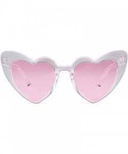 Oversized Clout Goggle Heart Sunglasses Vintage Cat Eye Mod Style Retro Kurt Cobain Glasses - Transpared Pink - CT18ER0IW0E $...