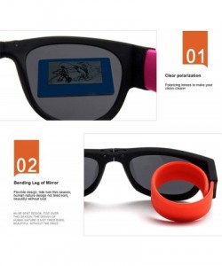 Sport 1 Foldable Anti-UV Polarized Slap Bracelet Bendable Mirror Legs Sunglasses Fashion Beach Sports Travel - Green - CD1974...