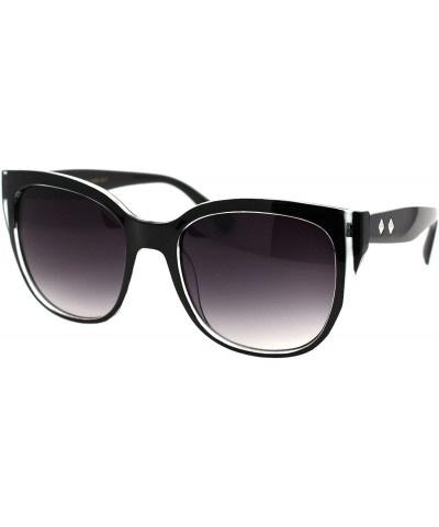 Square Womens Square Sunglasses Designer Fashion Pyramid Studs Decor UV 400 - Black Clear (Smoke) - CV19768NOAY $13.16