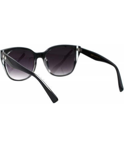 Square Womens Square Sunglasses Designer Fashion Pyramid Studs Decor UV 400 - Black Clear (Smoke) - CV19768NOAY $13.16