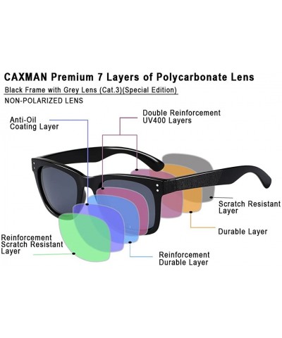 Square Square Sunglasses for Men Women TR90 Unbreakable - 100% UV Protection - Black Frame/Black Lens - CK12O43QFSC $13.63