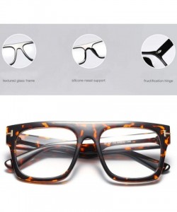 Aviator Unisex Large Square Optical Eyewear Non-prescription Eyeglasses Flat Top Clear Lens Glasses Frames - Leopard - CN18NA...