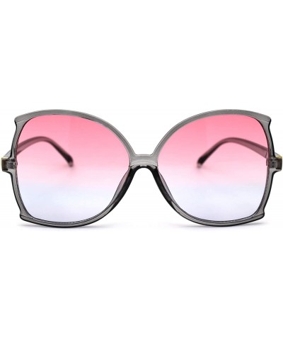 Butterfly Womens Modern Futuristic Oversize Butterfly Diva Sunglasses - Grey Pink Blue - CI197S9YXKO $11.83