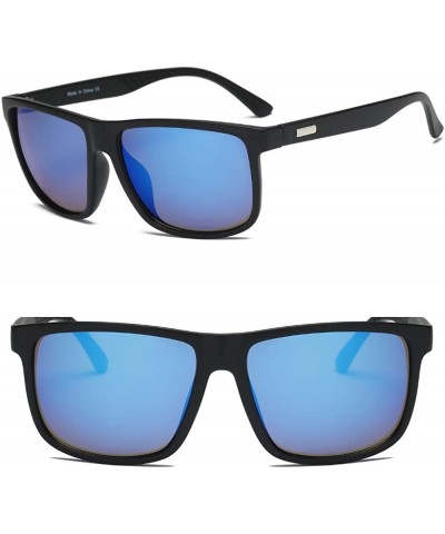 Square Men Retro Classic Sports Rectangular UV Protection Sunglasses - Blue - CI18IZI6L65 $8.32