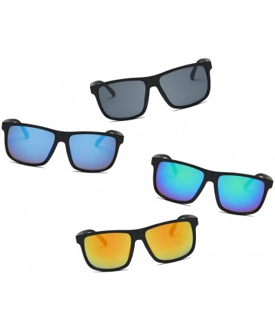 Square Men Retro Classic Sports Rectangular UV Protection Sunglasses - Blue - CI18IZI6L65 $8.32