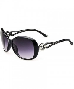 Oval Women Fashion Oval Shape UV400 Framed Sunglasses Sunglasses - Black - CU195Q390QG $15.05