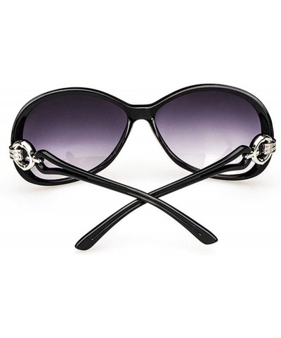 Oval Women Fashion Oval Shape UV400 Framed Sunglasses Sunglasses - Black - CU195Q390QG $15.05