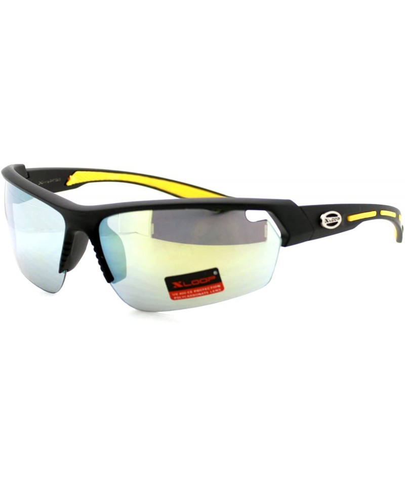 Wrap Xloop Sunglasses Mens Sports Light Weight Half Rim Wrap Matte Frame - Black Yellow - C51804EICI0 $7.60