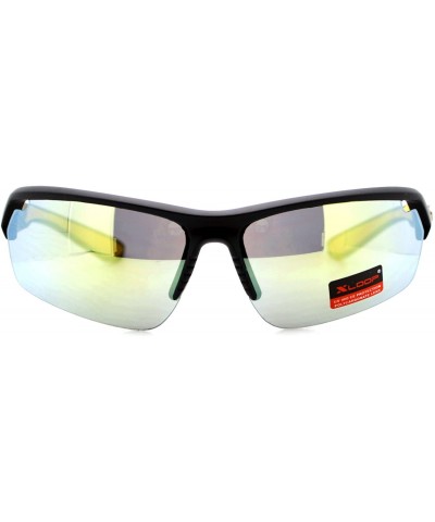 Wrap Xloop Sunglasses Mens Sports Light Weight Half Rim Wrap Matte Frame - Black Yellow - C51804EICI0 $7.60