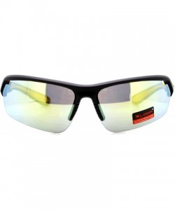 Wrap Xloop Sunglasses Mens Sports Light Weight Half Rim Wrap Matte Frame - Black Yellow - C51804EICI0 $7.60