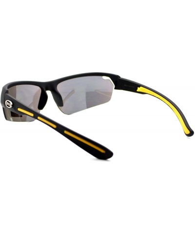 Wrap Xloop Sunglasses Mens Sports Light Weight Half Rim Wrap Matte Frame - Black Yellow - C51804EICI0 $7.60