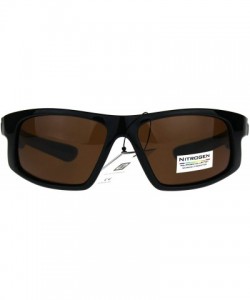 Sport Nitrogen Mens Polarized Lens Sport Warp Plastic Sunglasses - Black Orange Brown - CY188LLI8DE $10.71