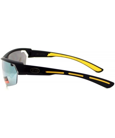 Wrap Xloop Sunglasses Mens Sports Light Weight Half Rim Wrap Matte Frame - Black Yellow - C51804EICI0 $7.60