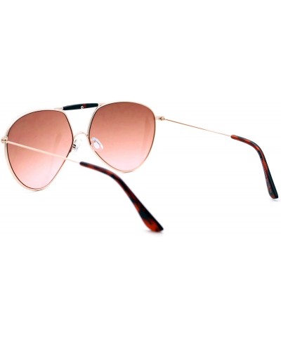 Aviator Unisex Aviator Sunglasses Vintage Retro Fashion Top Bar Ombre Gradient Lens - Gold (Orange Pink) - C0188LIMEQM $12.12