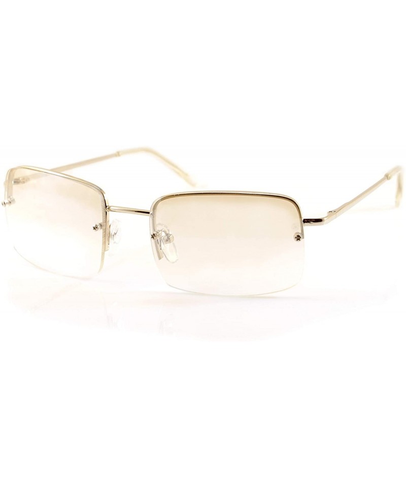 Minimalist Medium Rectangular Sunglasses Clear Eyewear Spring Hinge A173  A174 - (Clear) Silver Frame - CE18DI5DNRS