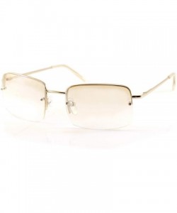 Shield Minimalist Medium Rectangular Sunglasses Clear Eyewear Spring Hinge A173 A174 - (Clear) Silver Frame - CE18DI5DNRS $16.69