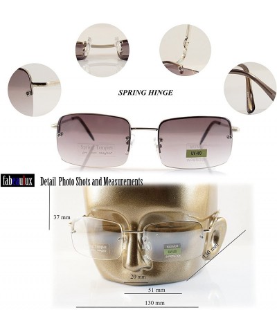 Shield Minimalist Medium Rectangular Sunglasses Clear Eyewear Spring Hinge A173 A174 - (Clear) Silver Frame - CE18DI5DNRS $16.69