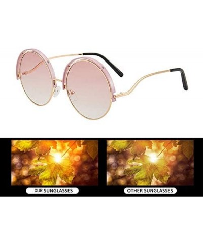 Round Women Oversized Round Sunglasses UV400 Lightweight PC Sunglasses Eyewear - Pink - C61974TQ0EO $13.08