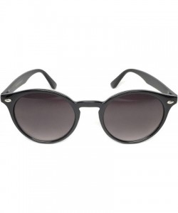 Round Round Horned Rimmed Retro Keyhole Sunglasses - Black- Smoke - C01865372GM $7.43