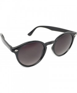 Round Round Horned Rimmed Retro Keyhole Sunglasses - Black- Smoke - C01865372GM $7.43