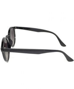 Round Round Horned Rimmed Retro Keyhole Sunglasses - Black- Smoke - C01865372GM $7.43