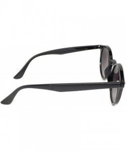 Round Round Horned Rimmed Retro Keyhole Sunglasses - Black- Smoke - C01865372GM $7.43