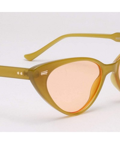 Cat Eye Cat Eye Sunglasses Women Retro Rivet Ladies Sun Glasses Summer Accessories UV400 - Orange With Brown - CL18XUCZC7C $8.67