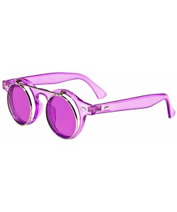 Round Round Flip Up 42mm Men Women Django Levante Gafas De Sol Sunglasses - Pink - CK129TXP94H $14.04