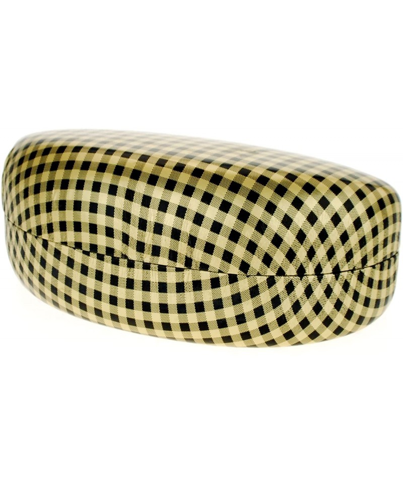 Oval Checker Pattern Hard Case for Sunglasses & Glasses Protective Case - Gold - C01803R45WA $10.40