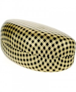 Oval Checker Pattern Hard Case for Sunglasses & Glasses Protective Case - Gold - C01803R45WA $10.40