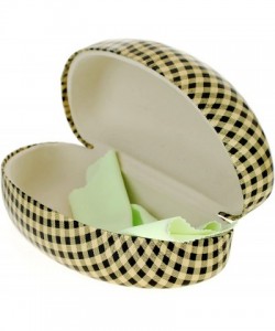 Oval Checker Pattern Hard Case for Sunglasses & Glasses Protective Case - Gold - C01803R45WA $10.40