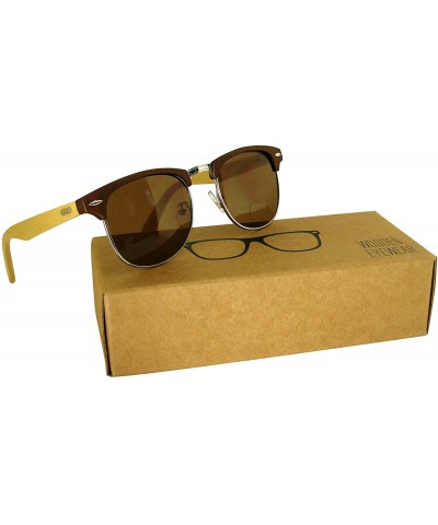 Round wood sunglasses fashion sunglasses for men and women uv400 protect - Brown - CU18XEN7C5C $14.67