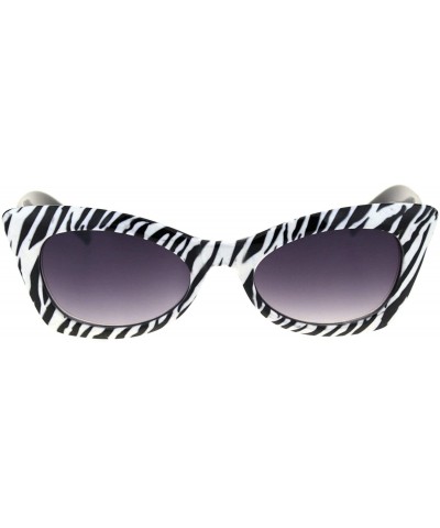 Cat Eye Womens Animal Print Cat Eye Rectangular Fashion Vogue Sunglasses - Zibra Black - CG11KUKHIAB $9.16