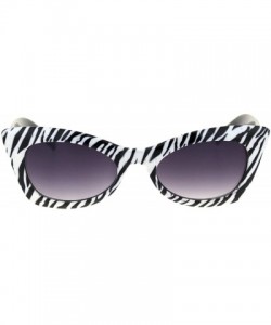 Cat Eye Womens Animal Print Cat Eye Rectangular Fashion Vogue Sunglasses - Zibra Black - CG11KUKHIAB $9.16