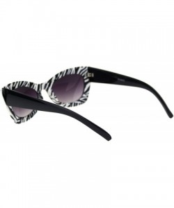 Cat Eye Womens Animal Print Cat Eye Rectangular Fashion Vogue Sunglasses - Zibra Black - CG11KUKHIAB $9.16