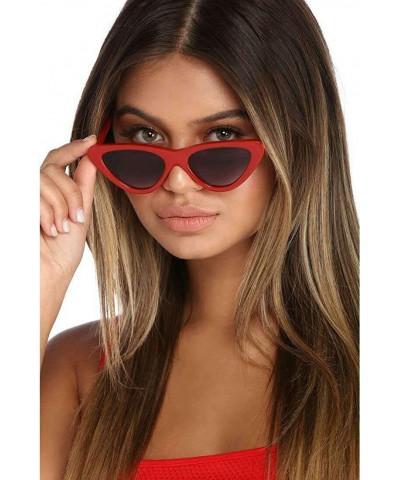 Goggle Polarized Clout Cat Eye Sunglasses Women Vintage Mod Style Retro Kurt Cobain Sunglasses - Red/Grey - CN18RS0L5AM $12.14