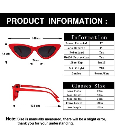 Goggle Polarized Clout Cat Eye Sunglasses Women Vintage Mod Style Retro Kurt Cobain Sunglasses - Red/Grey - CN18RS0L5AM $12.14