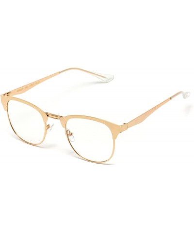 Aviator Full Metal Frame Modern Half Frame Clear Lens Non-Prescription Glasses - Gold - CN12N7Y1VLQ $18.54