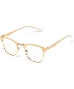 Aviator Full Metal Frame Modern Half Frame Clear Lens Non-Prescription Glasses - Gold - CN12N7Y1VLQ $18.54