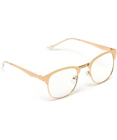 Aviator Full Metal Frame Modern Half Frame Clear Lens Non-Prescription Glasses - Gold - CN12N7Y1VLQ $18.54