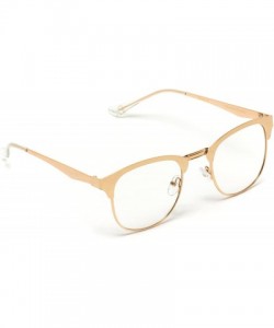 Aviator Full Metal Frame Modern Half Frame Clear Lens Non-Prescription Glasses - Gold - CN12N7Y1VLQ $18.54