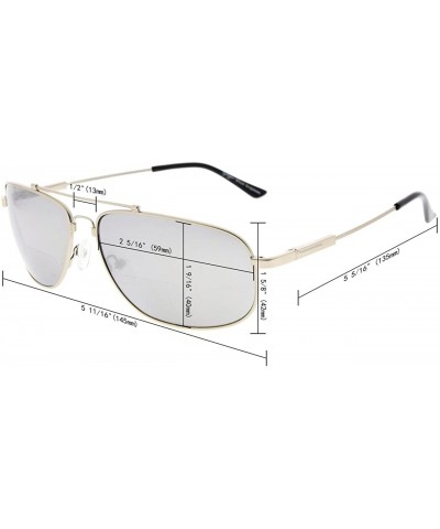 Rectangular Bifocal Reading Sunglasses Bendable Memory Sunshine Readers Women Men - Silver Frame Silver Mirror - CR18032X4U5 ...