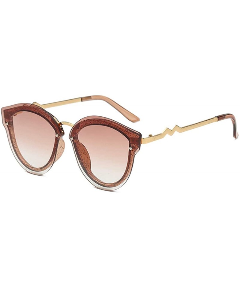 Rectangular Unisex Retro Cat Eye Metal Frame Oversized Plastic Lenses Sunglasses - Brown - CI18NOA0UOO $10.41