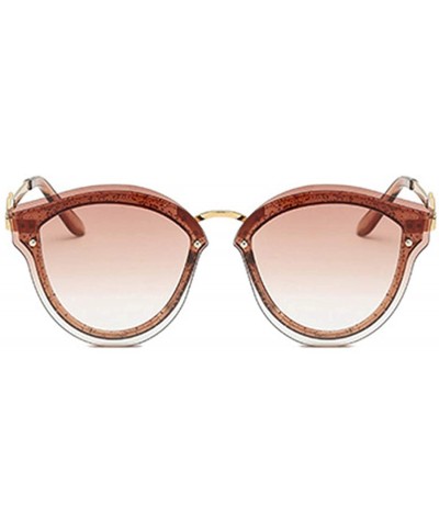 Rectangular Unisex Retro Cat Eye Metal Frame Oversized Plastic Lenses Sunglasses - Brown - CI18NOA0UOO $10.41